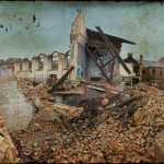 The demolished hall, derelict Hellingly Asylum, West Sussex, UK