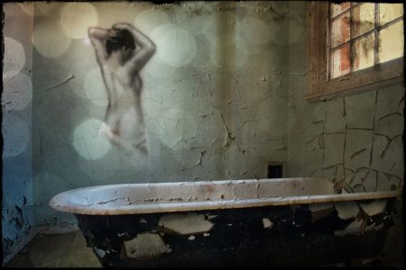 Painting by street artist Req, derelict Hellingly Asylum, West Sussex