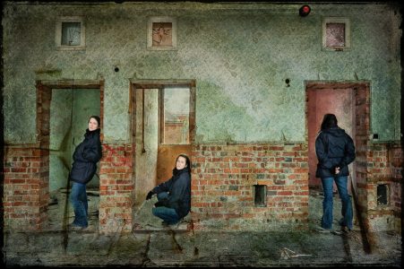 Mulitplicity self portrait, derelict Hellingly Asylum, West Sussex